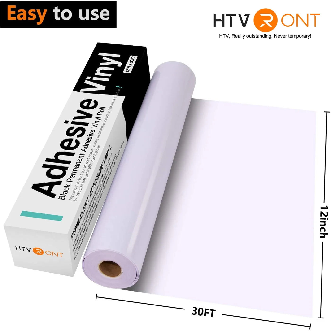 HTVRONT 12inX30ft/30x900cm Permanent Glossy Adhesive Vinyl Roll for Cricut Craft Cutter DIY Cup Glass Phone Case Decor Stickers