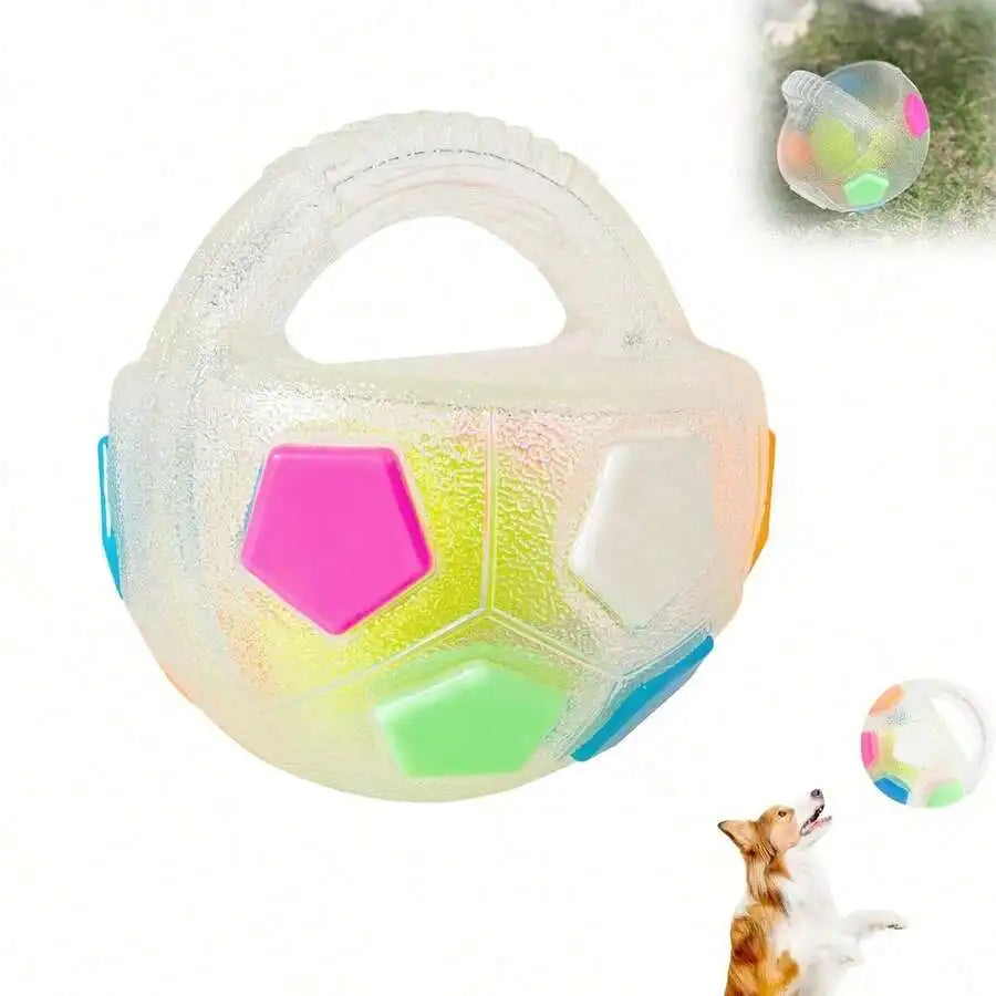 Chew-Tough Soccer Ball Dog Toy For Retrieval Training TPR Squeaky Interactive Outdoor Play