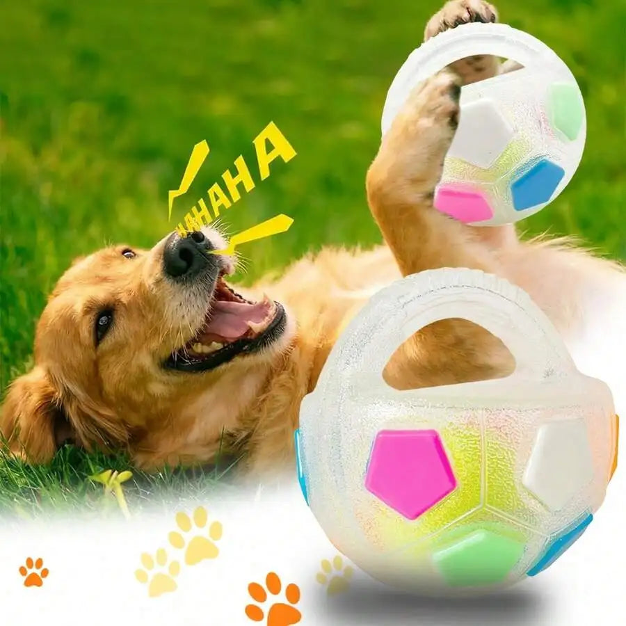 Chew-Tough Soccer Ball Dog Toy For Retrieval Training TPR Squeaky Interactive Outdoor Play