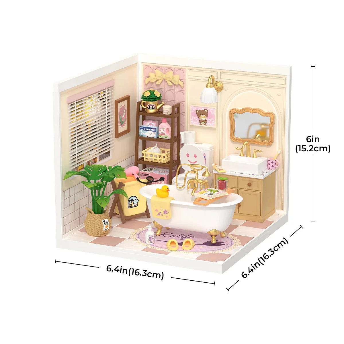 ROBOTIME Rolife Super Creator Model Pop Bubble Bathroom Dollhouse Building Kit Birthday Creative Home Decor Gift for Girls Women