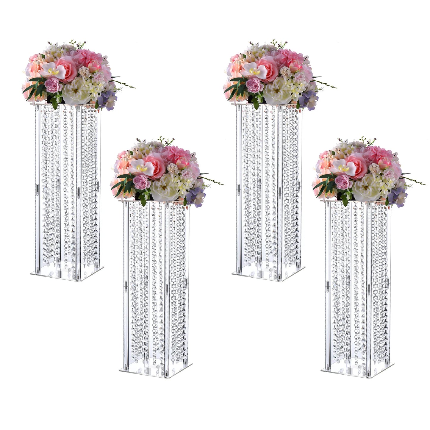 VINCIGANT 4-Piece Clear Floor Vases Geometric Centerpieces