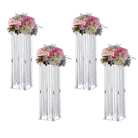 VINCIGANT 4-Piece Clear Floor Vases Geometric Centerpieces