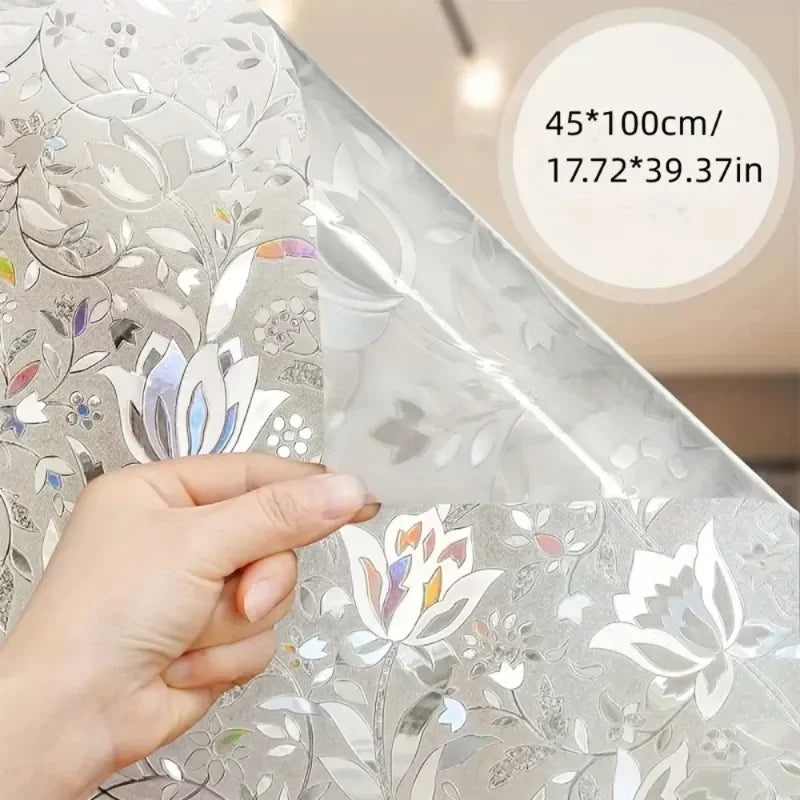 Elegant Tulip Design Anti-Privacy Window Film - Self-Adhesive, Glue-Free, Transparent Opaque Glass Sticker, Tulip Decoration