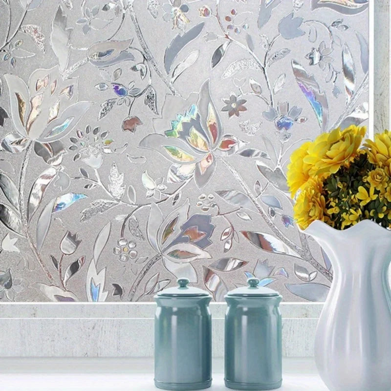 Elegant Tulip Design Anti-Privacy Window Film - Self-Adhesive, Glue-Free, Transparent Opaque Glass Sticker, Tulip Decoration