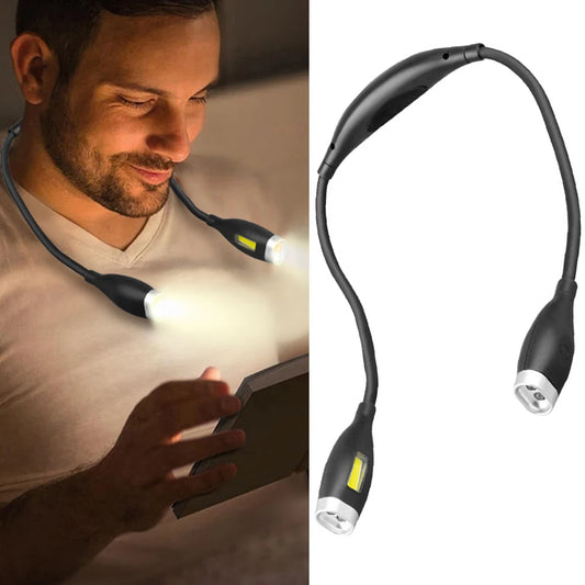 LED Neck Reading Light Bendable Arms Book Light Adjustable Brightness LED Night Light for Night Running Walking Knitting Camping