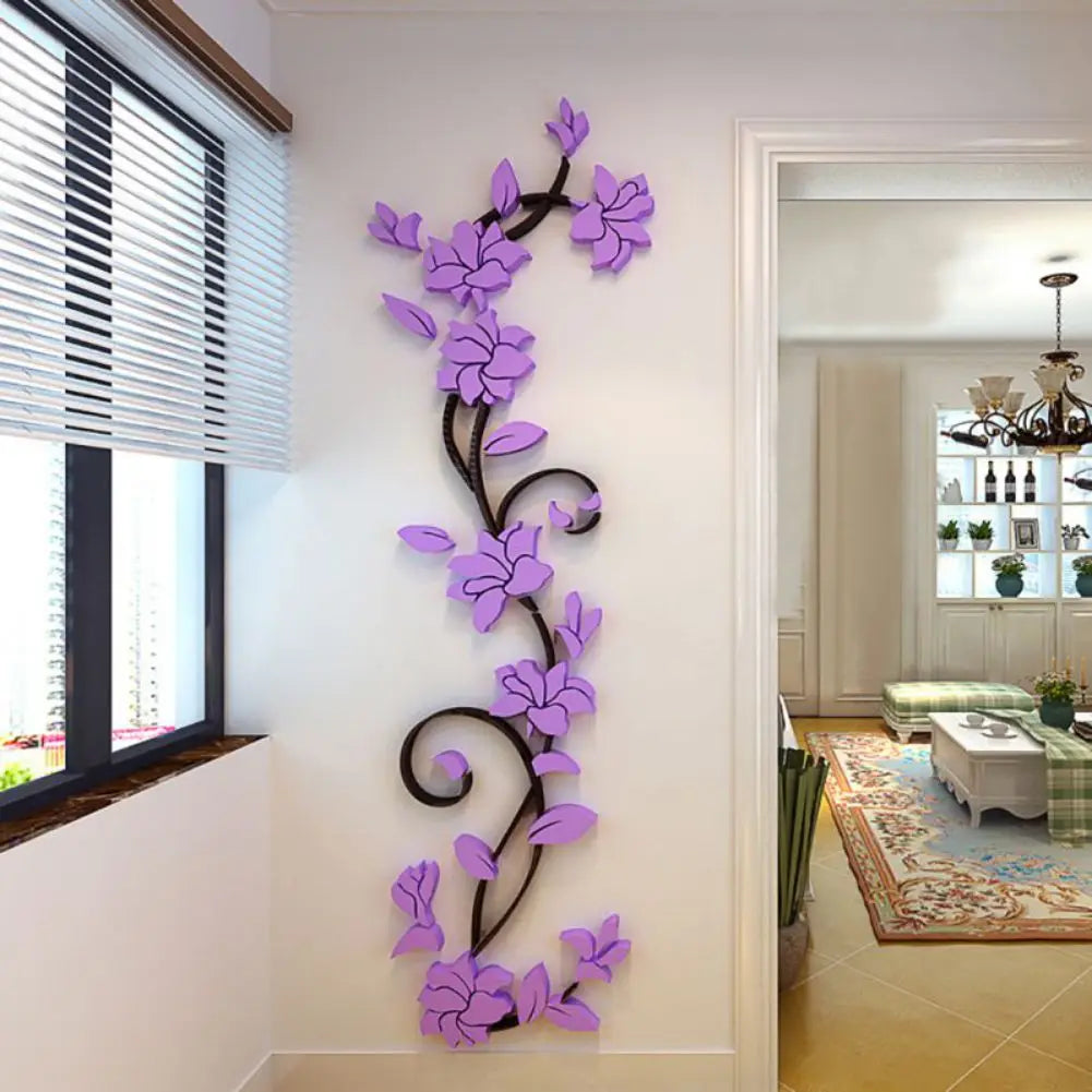 3D Wall Sticker Removable Vase Flower Tree Decal Bedroom Decor