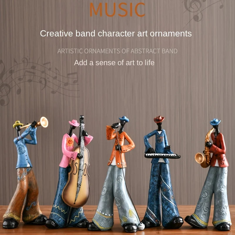 Creative American Nordic Vintage Band Musical Instrument Resin Statue Model Living Room Porch Study Bookshelf TV Cabinet Display