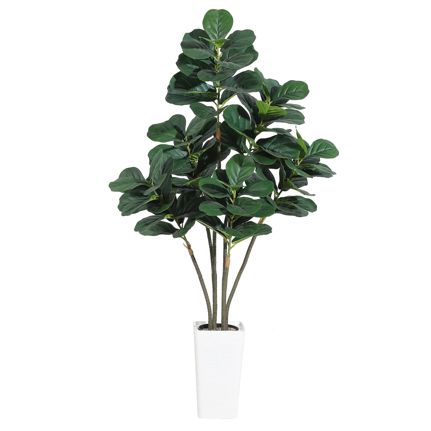 Artificial Fiddle Leaf Tree,Faux Plant Fake Ficus Lyrata Silk Trees with White Planter,Artificial Fig Trees Floor Plants