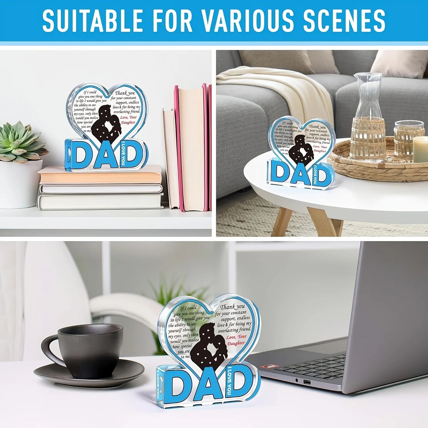 Dad Acrylic Plaque Gifts for Dad Christmas Gifts FromDaughter, Best Dad Ever Gifts, Father And Daughter Gifts,Birthday Dad Gifts