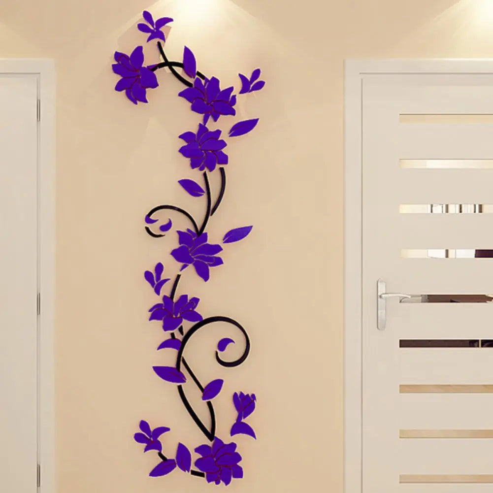 3D Wall Sticker Removable Vase Flower Tree Decal Bedroom Decor