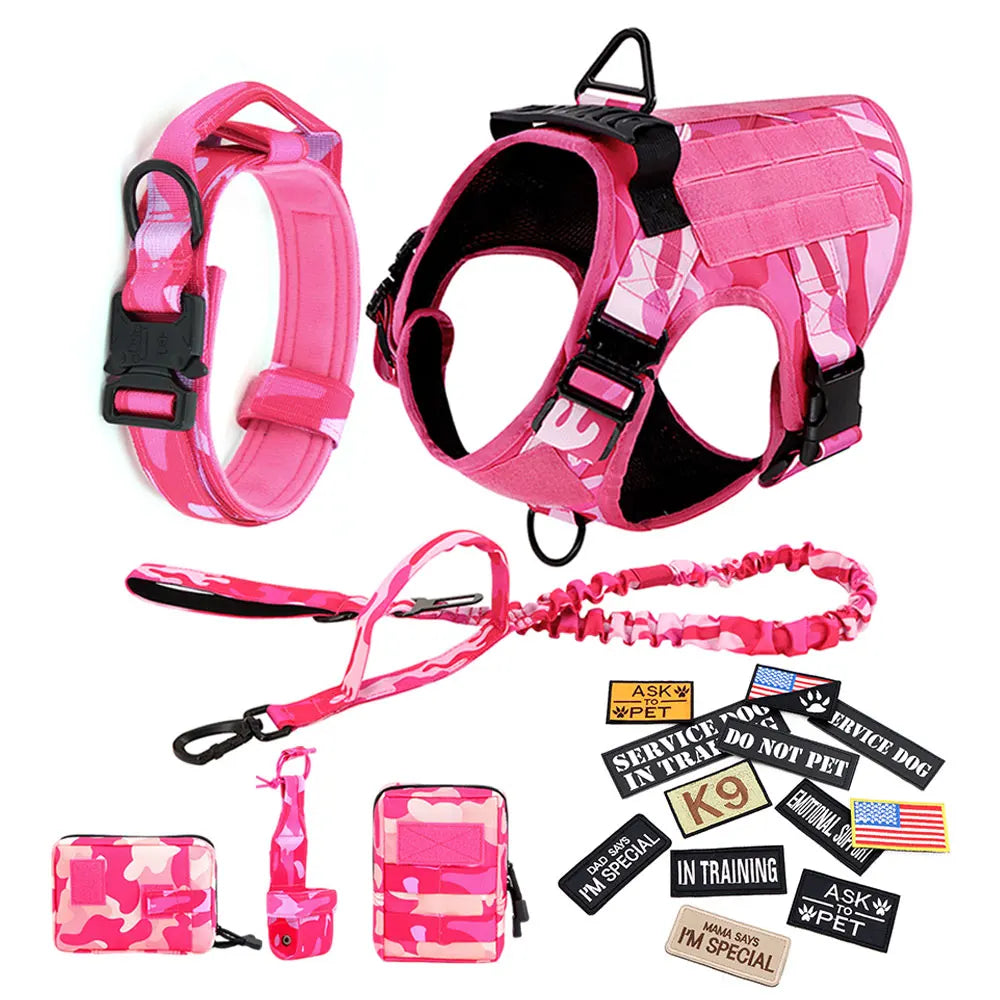 PETRAVELCN Military Camouflage Dog Harness For Large And Medium Dogs