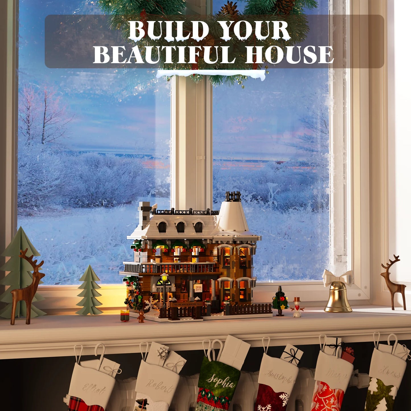 It's A Wonderful Life House Building Block Set Home Decor Christmas Holiday Snow House Room Decoration Gift for Adults