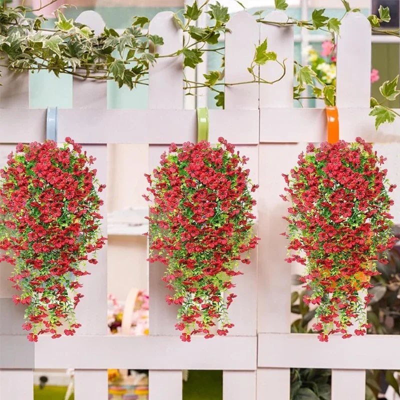 2Pcs Violet Artificial Flower Party Decoration Simulation Valentine S Day Wedding Wall Hanging Basket Flower Orchid Fake Flower