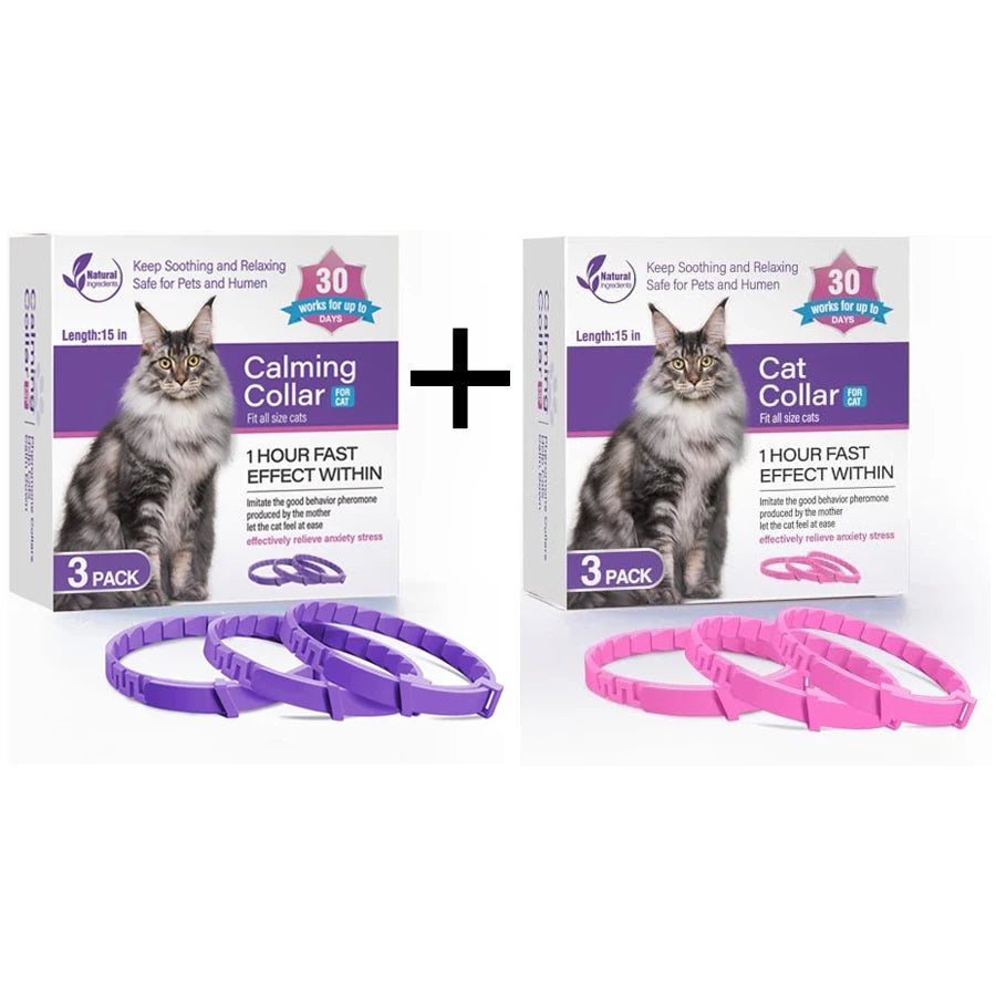 Calming Pheromone Collar Adjustable Anti Anxiety Puppy Kitten Dog Cat Safe Soft Fabric Daily Use