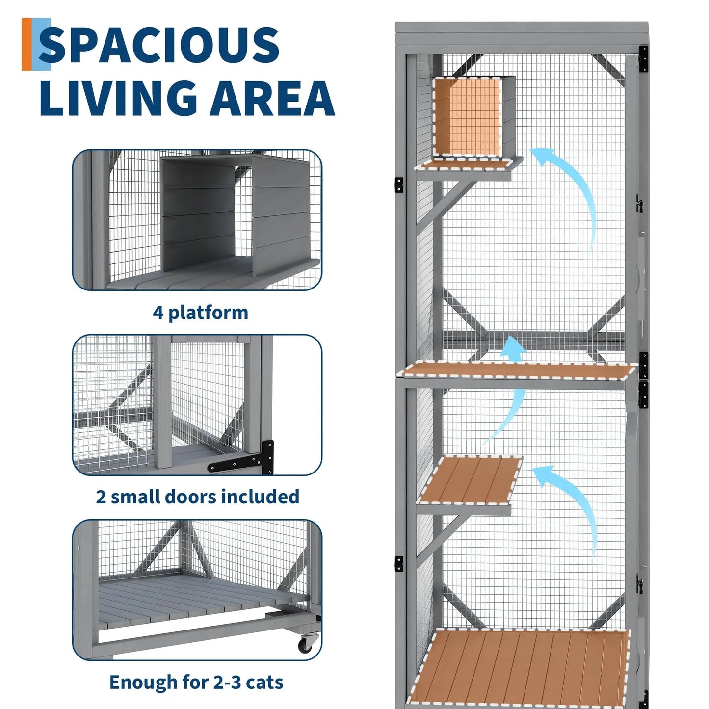 HiMISSCatio Outdoor Catio Enclosure With Lockable Wheels Weatherproof
