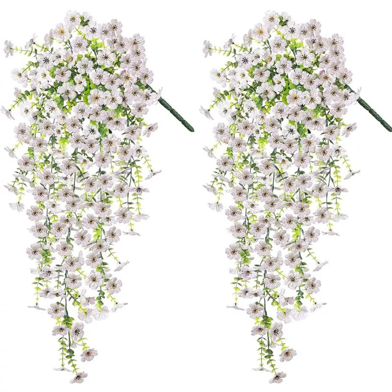 2Pcs Violet Artificial Flower Party Decoration Simulation Valentine S Day Wedding Wall Hanging Basket Flower Orchid Fake Flower