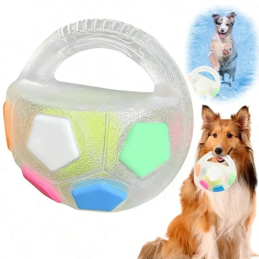 Chew-Tough Soccer Ball Dog Toy For Retrieval Training TPR Squeaky Interactive Outdoor Play