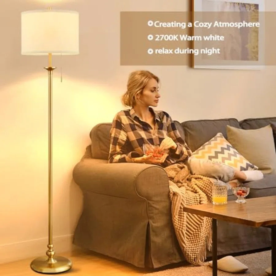 60" Floor Lamp, Standing Lamp for Living Room, Bedroom, Office and Dining Room - Tall Corner Floor Lamps with Pull Chain Switch