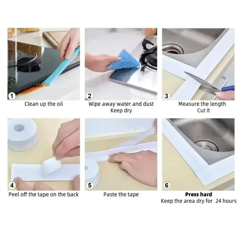 Bathroom Shower Sink Bath Sealing Tapes PVC Adhesive Sealing Strips Waterproof Wall Stickers for Bathroom Kitchen Sealant Tape