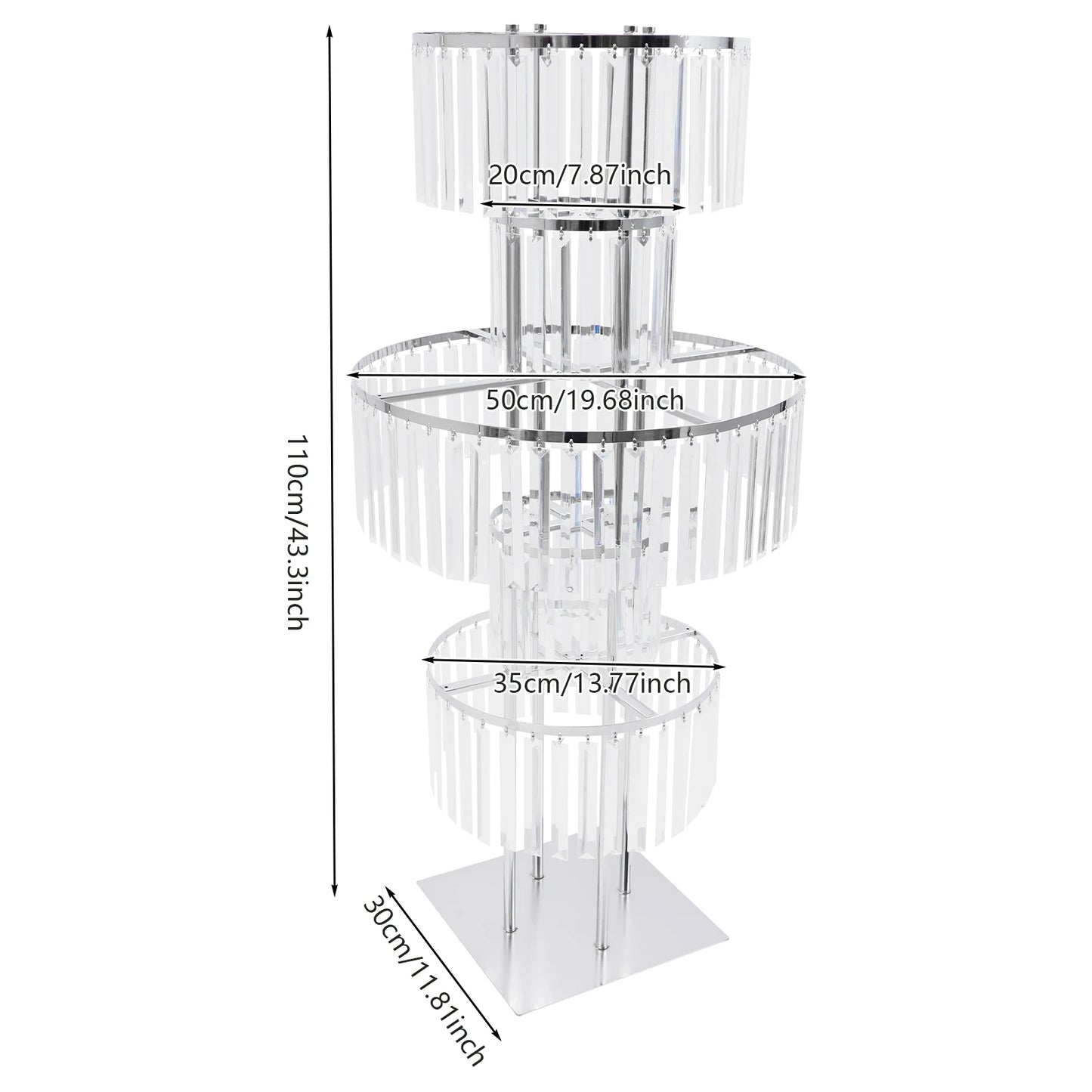5 Tiers Wedding Flower Stand Acrylic Wedding Centerpiece with Crystal Pendants Gold/Silver for Ceremony Aisle Banquet Decoration