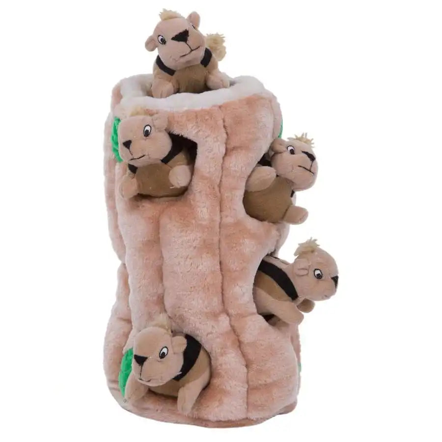 Interactive Plush Squirrel Hide And Seek Dog Toy With 5 Removable Squeaky Squirrels