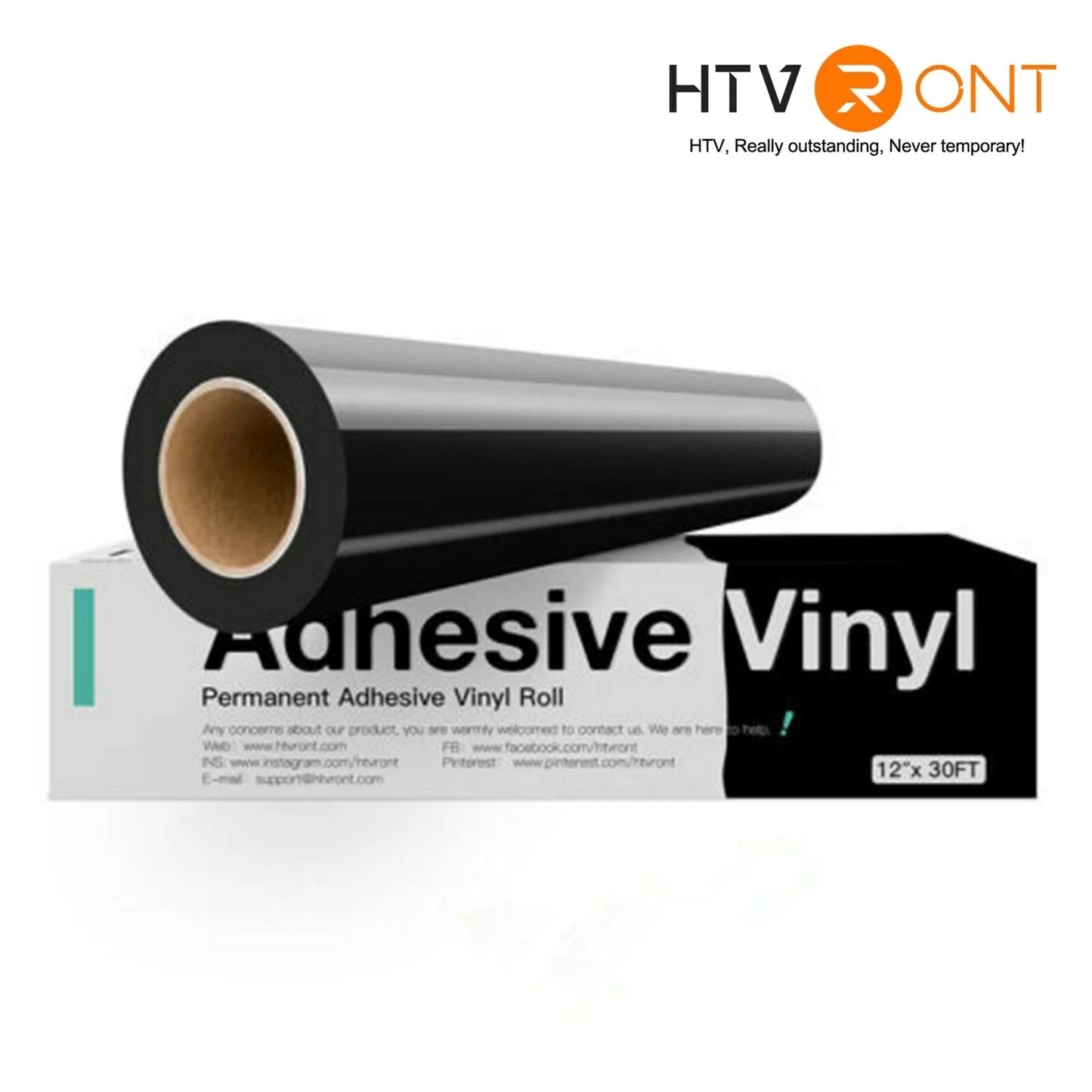 HTVRONT 12inX30ft/30x900cm Permanent Glossy Adhesive Vinyl Roll for Cricut Craft Cutter DIY Cup Glass Phone Case Decor Stickers