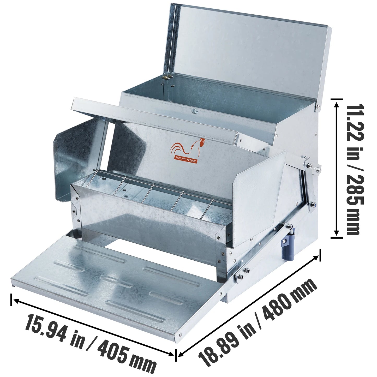 SucceBuy Automatic Chicken Feeder 25 lbs Capacity Feeds 10 Chickens up to 11 Days Galvanized Steel Poultry Feeder