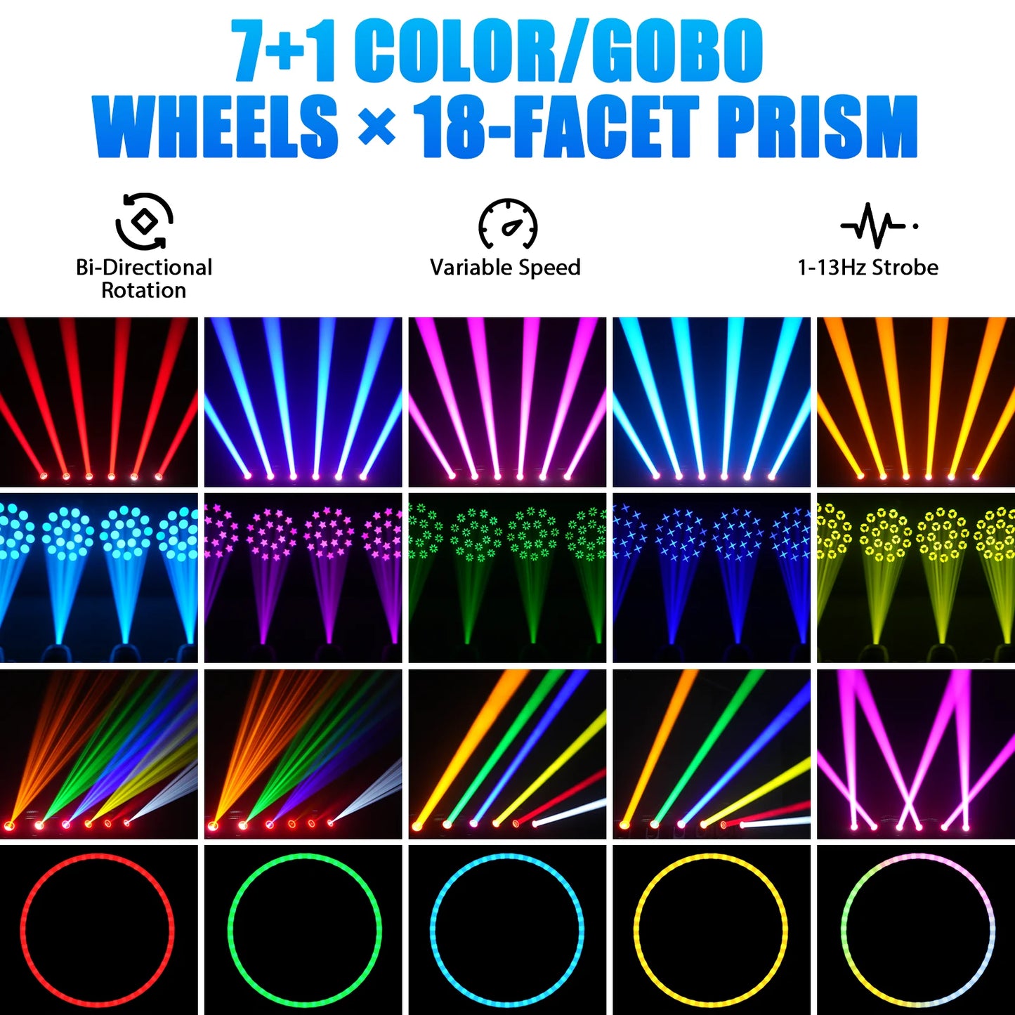 U'King 4Pcs 150W White LED Moving Head Light With RGB Strip 8Color&Gobo Wheel 18Prism DJ Light DMX512 For Wedding Party KTV Bar