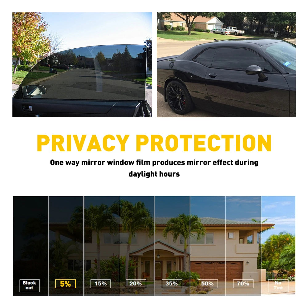 1 Roll 50cmx300cm Car Window Privacy Tint Film Auto Vinyl Anti Look Glass Sticker 1/5/15/20/25/35/50/70 Percent VLT Solar UV