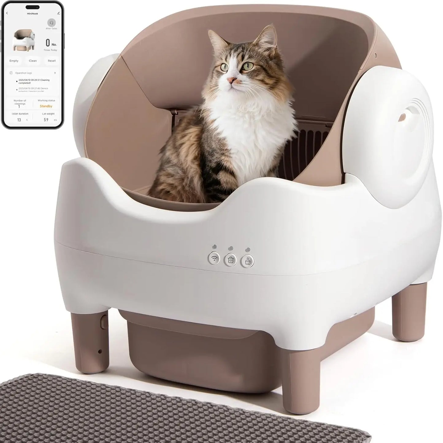 Automatic Self Cleaning Cat Litter Box, Open-top Safe Design with Smart Safety Sensors, No-Trap Entry for Cat, Customized