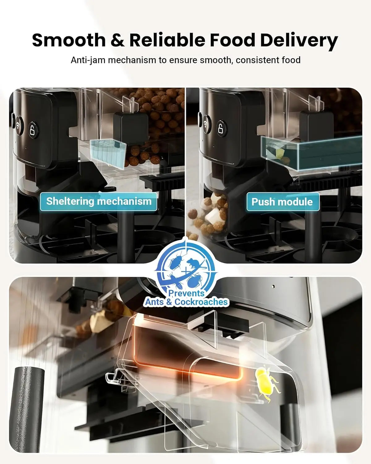 Smart WiFi Pet Feeder for 3 Cats, 6L Anti-Jam Food Dispenser with Desiccant, Automatic Dog Feeder Christmas Gift