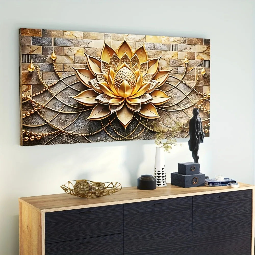 Modern abstract black gold floral canvas art, suitable for interior decoration posters, 1.5 inches thick pine solid wood