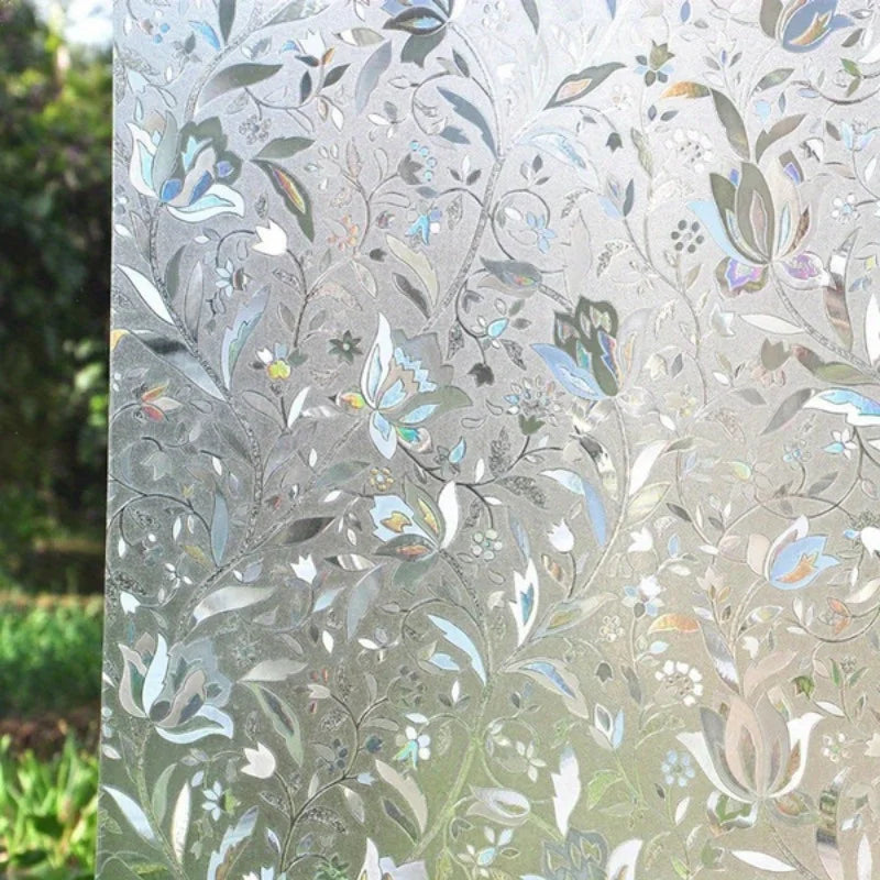 Elegant Tulip Design Anti-Privacy Window Film - Self-Adhesive, Glue-Free, Transparent Opaque Glass Sticker, Tulip Decoration