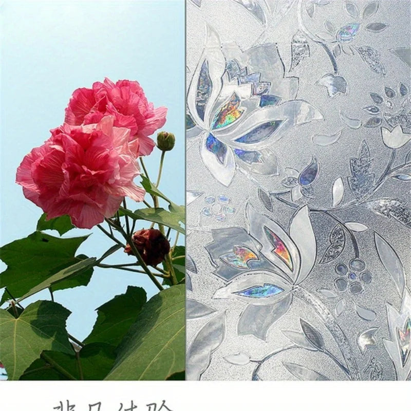 Elegant Tulip Design Anti-Privacy Window Film - Self-Adhesive, Glue-Free, Transparent Opaque Glass Sticker, Tulip Decoration