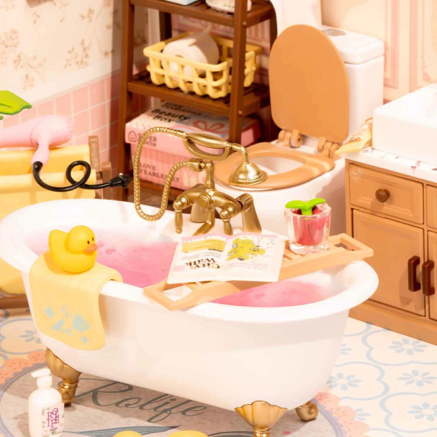 ROBOTIME Rolife Super Creator Model Pop Bubble Bathroom Dollhouse Building Kit Birthday Creative Home Decor Gift for Girls Women