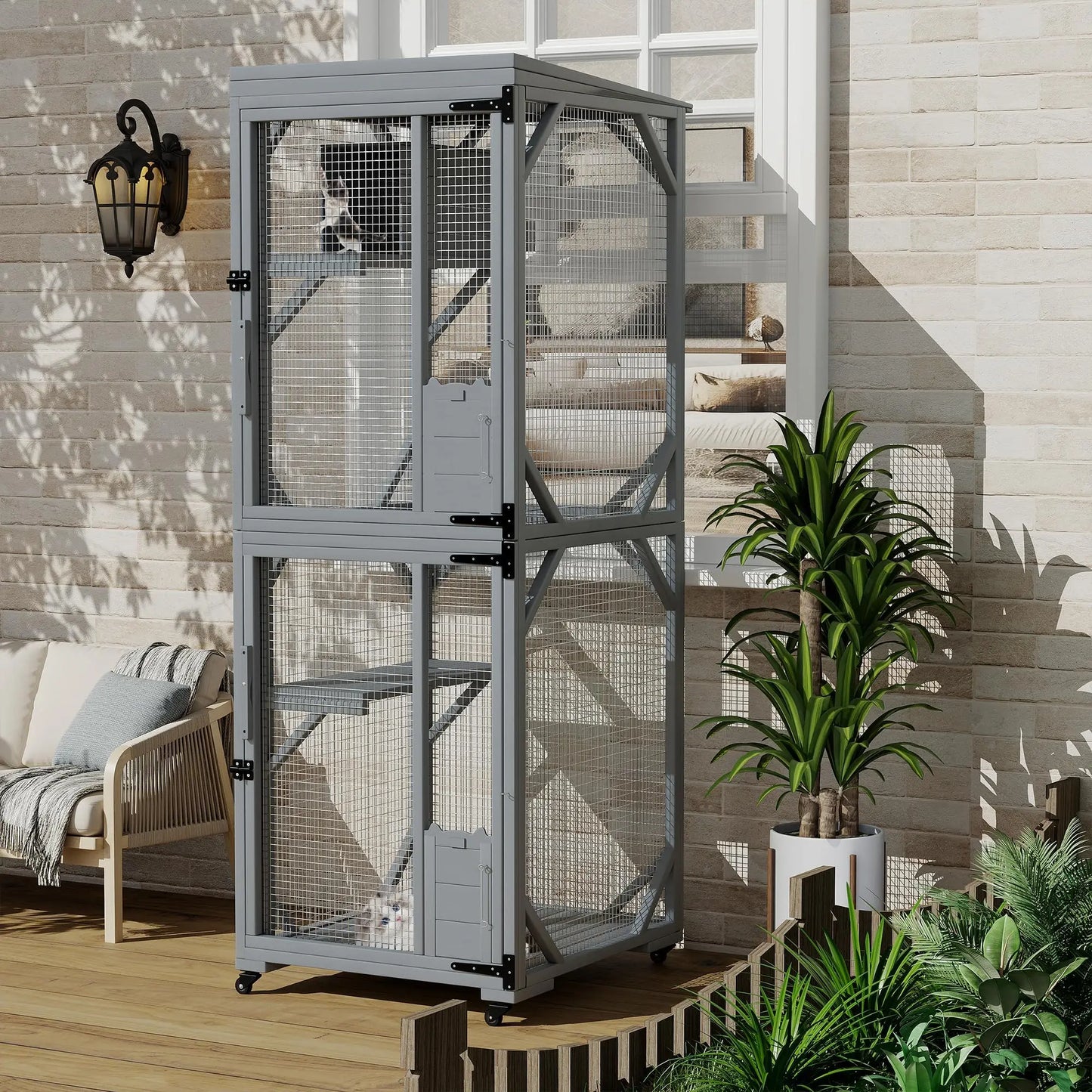 HiMISSCatio Outdoor Catio Enclosure With Lockable Wheels