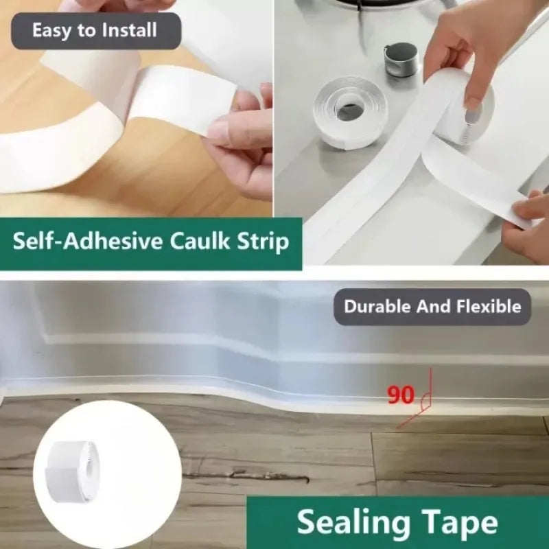 Bathroom Shower Sink Bath Sealing Tapes PVC Adhesive Sealing Strips Waterproof Wall Stickers for Bathroom Kitchen Sealant Tape