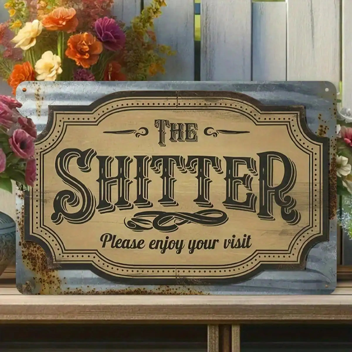 1PC Tin Sign The Shitter - Funny Bathroom/Man Cave Wall Decor, Humorous Toilet Art, 8x12 Inches / 20x30 Cm