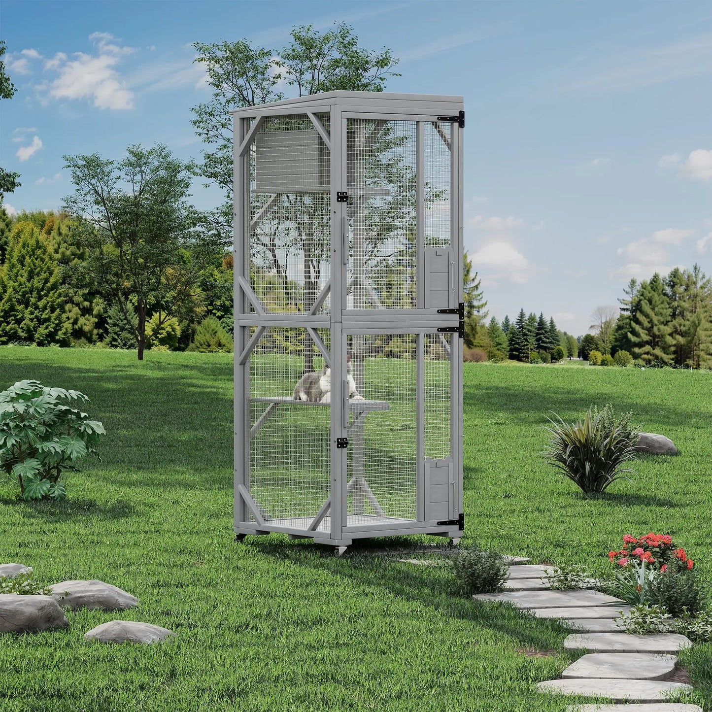 HiMISSCatio Outdoor Catio Enclosure With Lockable Wheels