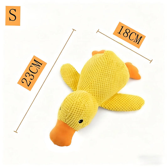 Yellow Duck Dog Plush Toy Squeaky Bite Resistant Pet Companion for Anxiety Relief Sleep Play