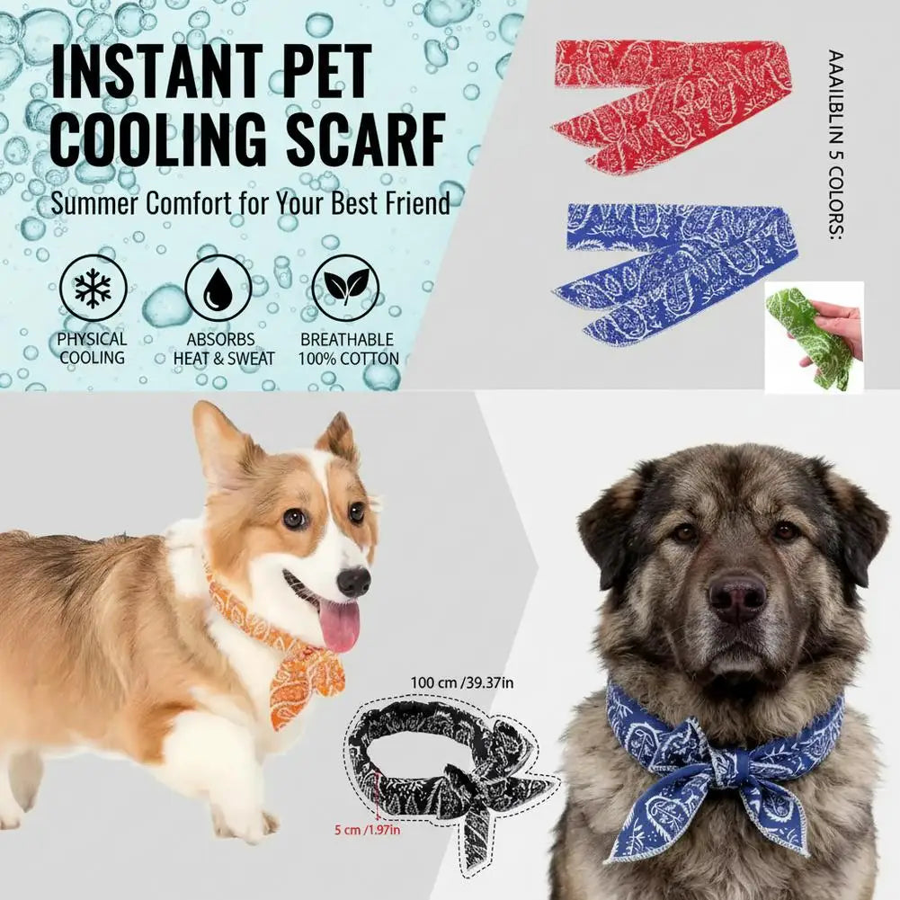 Pet Cooling Ice Scarf Cool Ice Breathable Towel Heatstroke Dogs Cats Ice Collar Cat Adjustable Collar Bib Pet Supplies