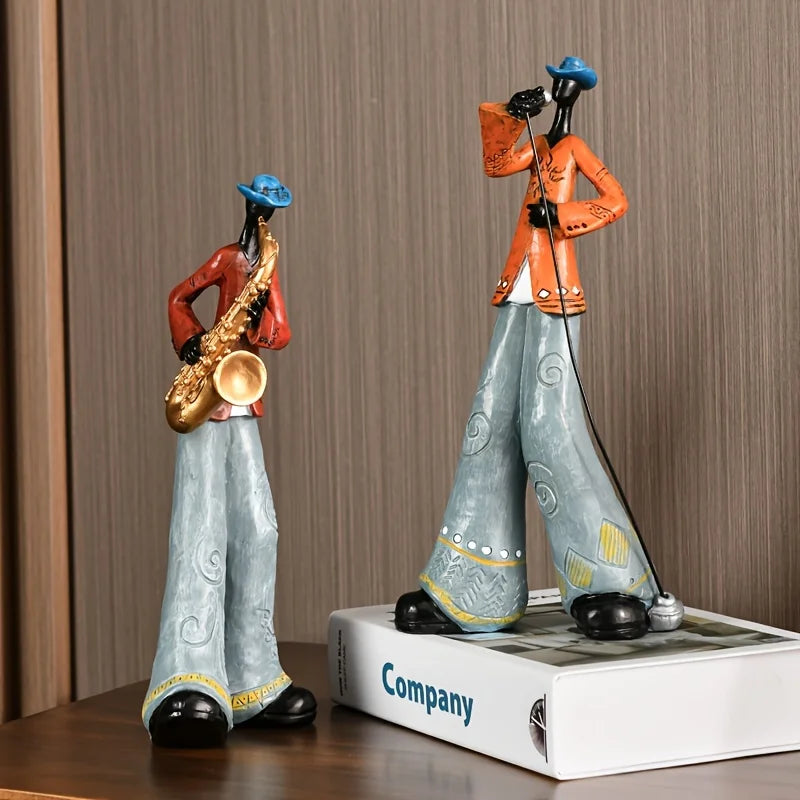 Creative American Nordic Vintage Band Musical Instrument Resin Statue Model Living Room Porch Study Bookshelf TV Cabinet Display