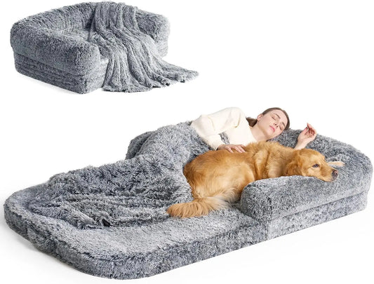 Foldable Human Dog Bed With Orthopedic Memory Foam Waterproof Cover