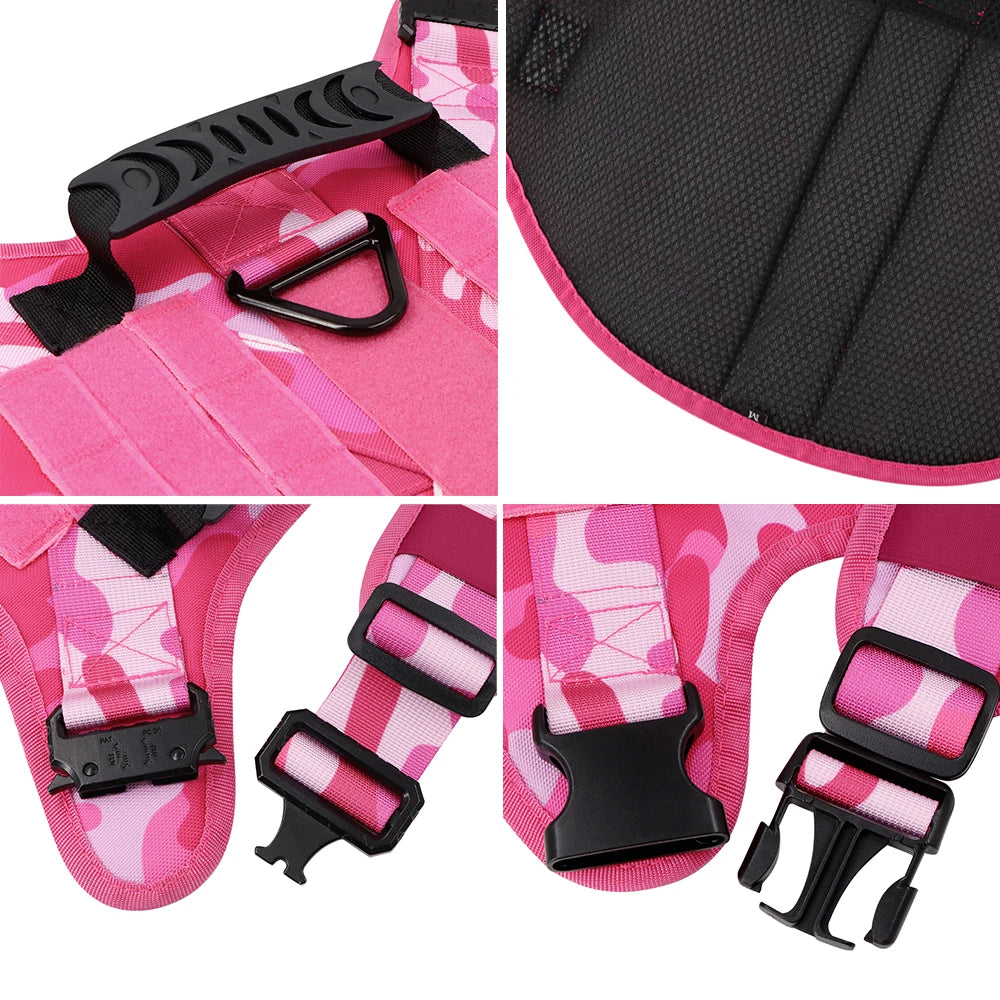 PETRAVELCN Military Camouflage Dog Harness With Adjustable Leash
