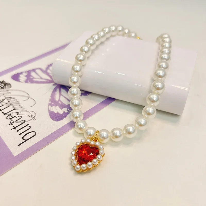 Hot Sale Princess Pearl Pet Collar for Small Dogs Cats Chihuahua Kitten Cute Wedding Gift Jewelry Accessory