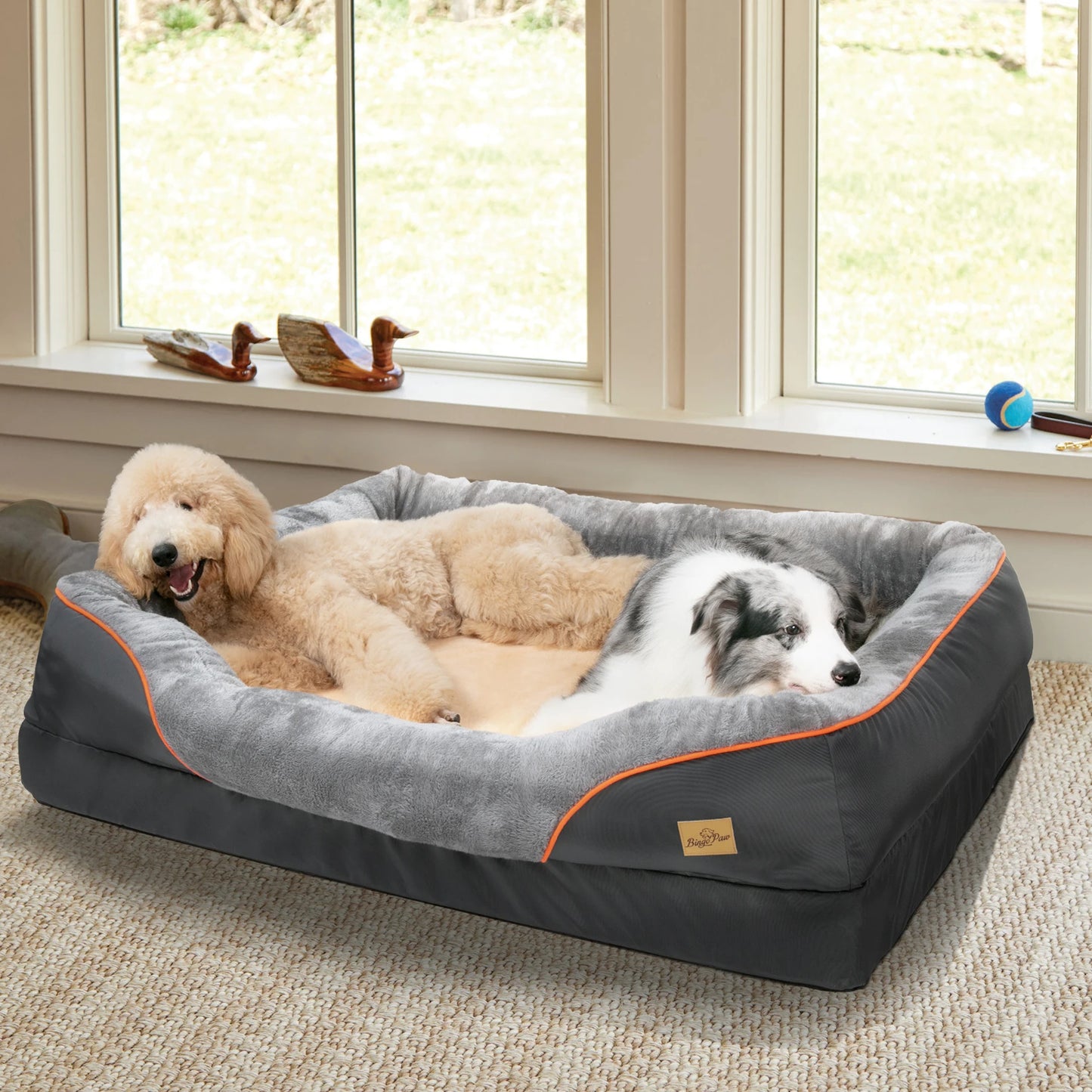 BINGOPAWCN Anti Allergy Warm Fleece Dog Bed With Removable Washable Cover