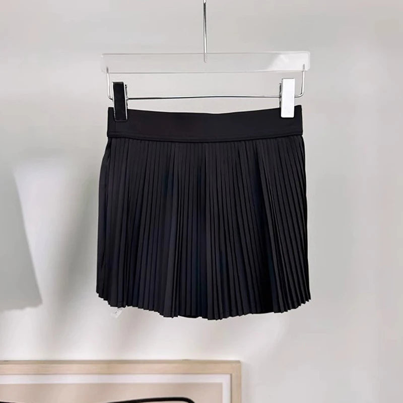 Sports Skirt Golf Breathable Built-in Short Liner High Waist 2-in-1 Culottes Summer Women