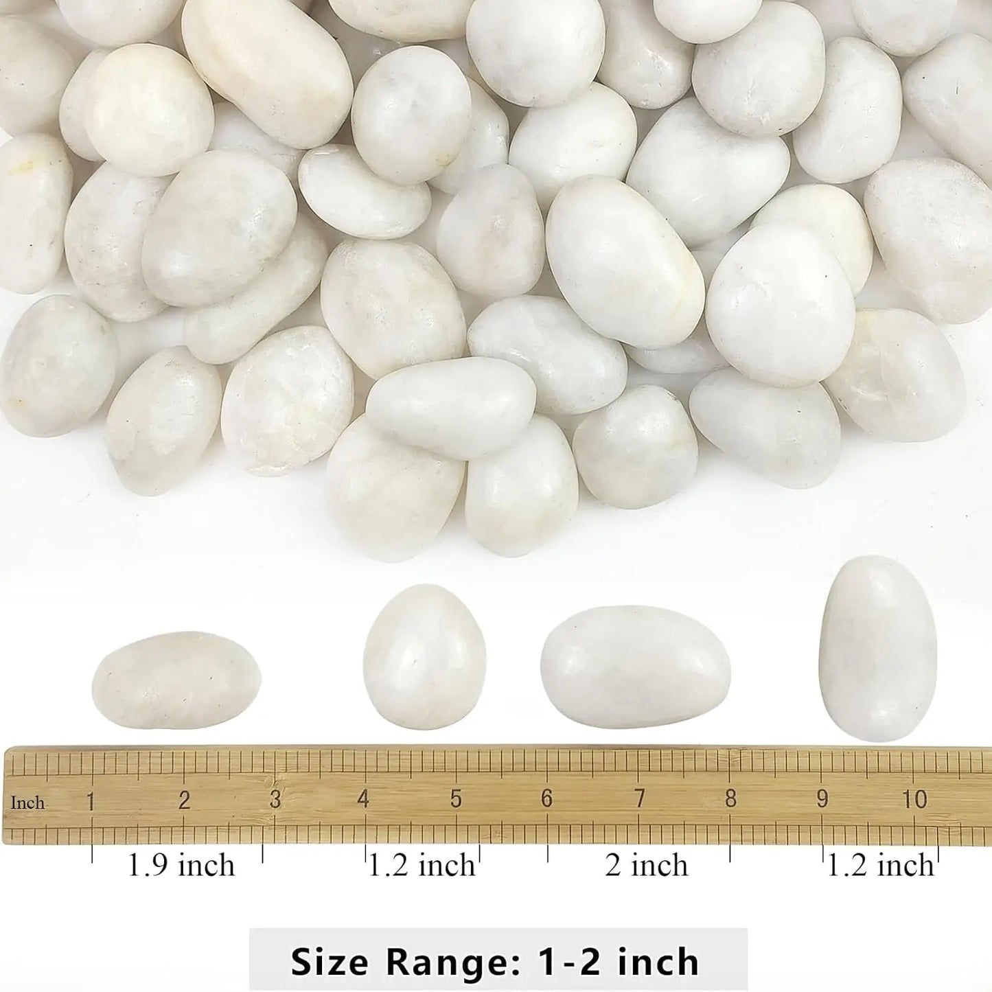 5lbs White River Rocks, 1-2 Inch Natural Pebbles for Indoor Plants, High Polished Decorative Stones Vase Filler Fish Tank Aquari