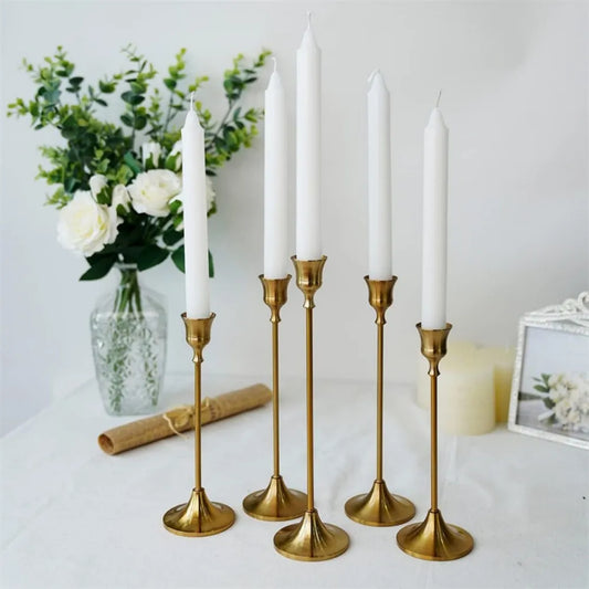6pcs/Set Romantic Candlestick Gold Metal Taper Candle Holders European Elegant Home Decorate Holder for Room Wedding Decoration