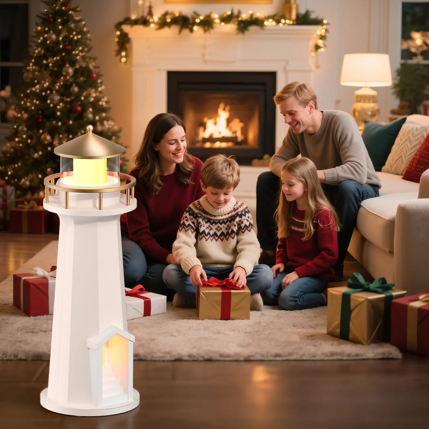 Moon Lighthouse Night Light Bluetooth Speaker Wireless Charger Bedroom Atmosphere Lamp Home Decor Moon Projector Lamp Gift